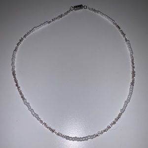 White and clear seed bead choker necklace